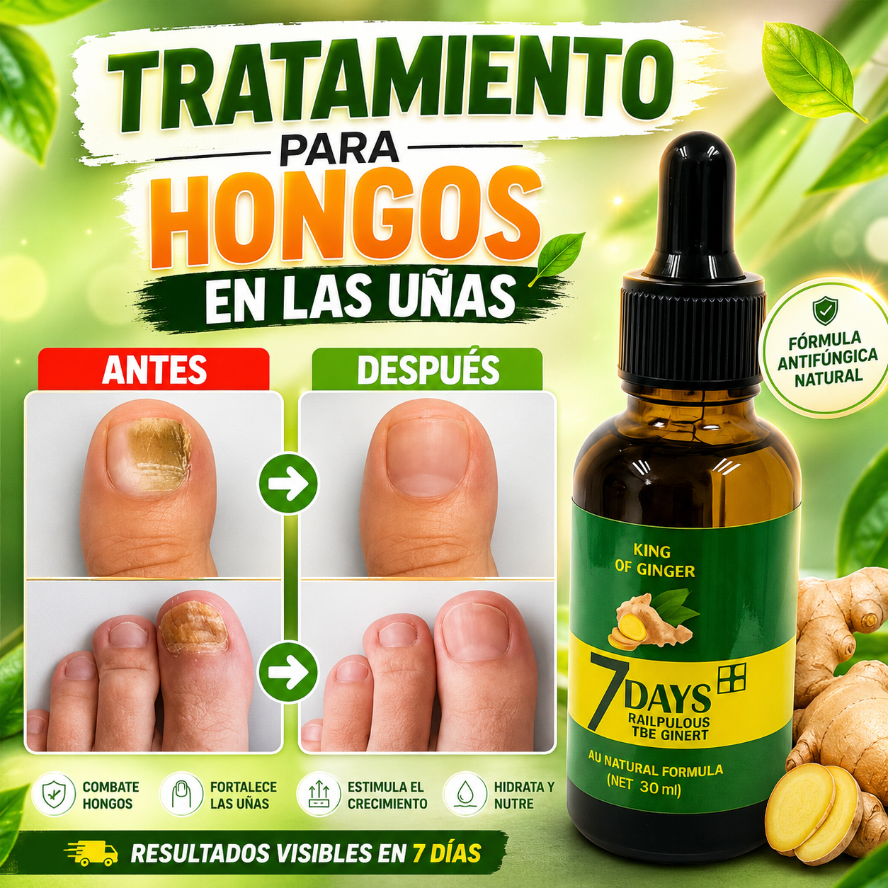 Tónico Jengibre Uñas Antifúngico 7 Days