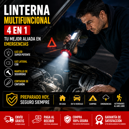 Linterna Multifuncional  Recargable 4 En 1