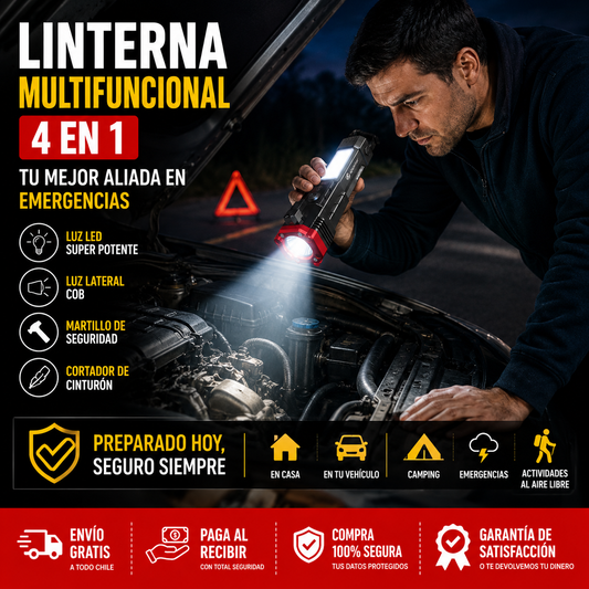 Linterna Multifuncional  Recargable 4 En 1